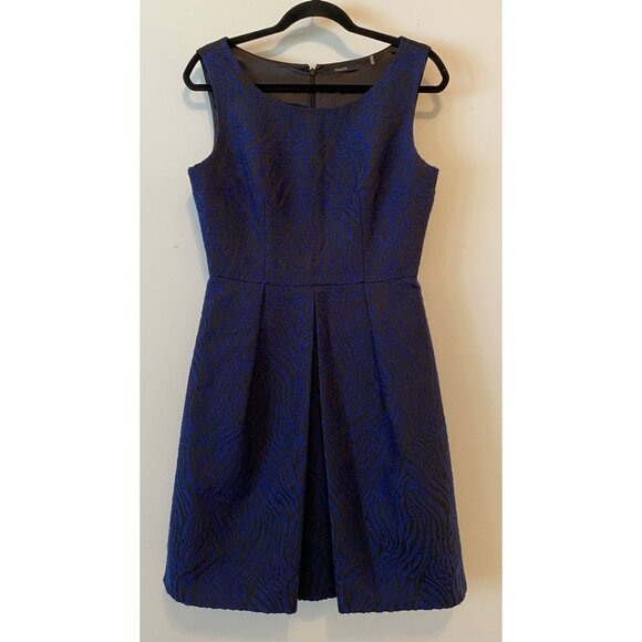 Tahari Womens Blue & Black Sleeveless A-Line Dress Small - Picture 1 of 8